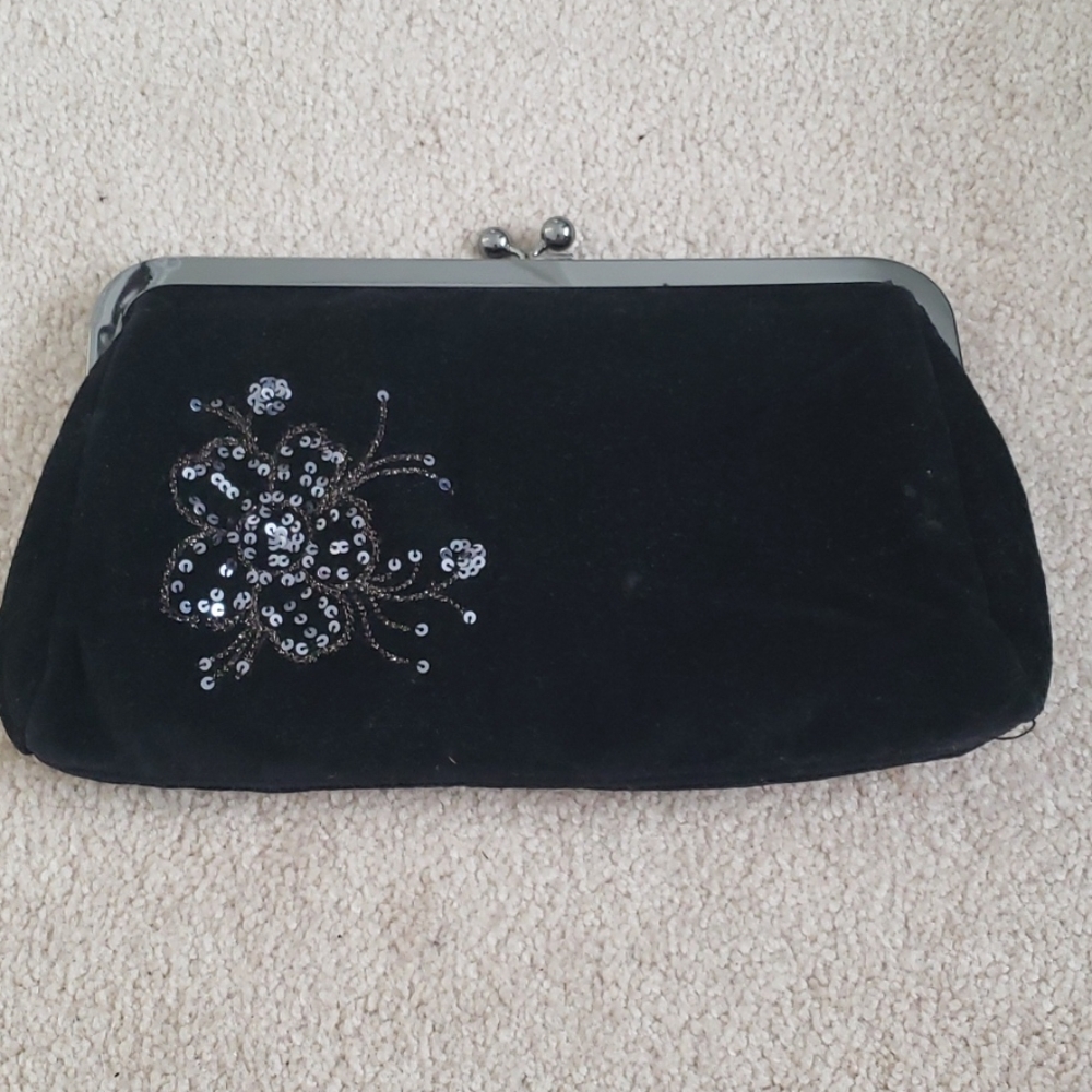 Express, velvet clutch bag